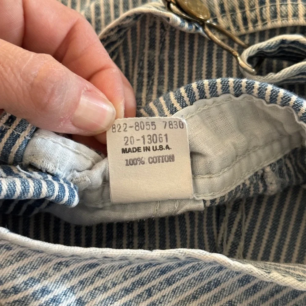 Vintage OshKosh Bgosh Hickory Stripe Overalls Made in USA 6/9M Vestbak